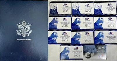 1999-2009 Run 11 Clad Quarters Proof Sets 50 State, Territories, + Collector Box - Image 1 of 4