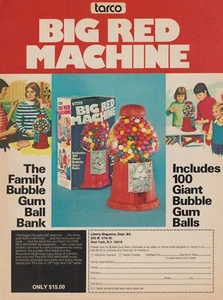 1975 Tarco Big Red Machine - Bubble Gum Ball Bank - Print Ad Photo Order Form - Picture 1 of 1
