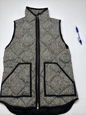 J. Chaleco acolchado acolchado estampado espiga Crew talla XXS estilo 02533, cremallera completa Foto 1 de 4