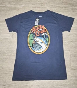 (NWT) Salty Crew Men's Refuge in the Sea Tee T-Shirt in Blue NEW with Tags - Picture 1 of 9