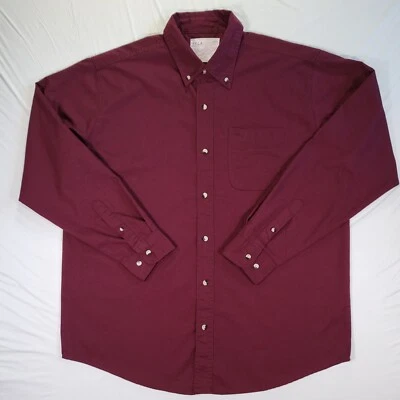 Camisa Five Four Los Angeles Para Hombres XL Con Botones Manga Larga Granate Bolsillo Preppy Foto 1 de 4