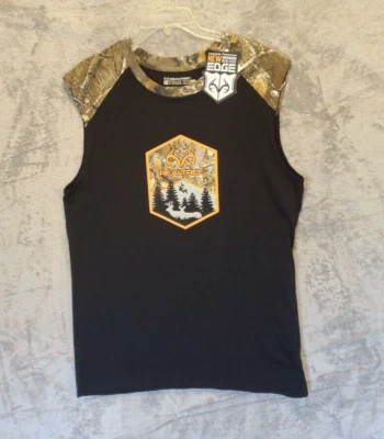 Realtree Crew Tank T-Shirt Mens Medium Black Pullover Sleeveless Graphic Cotton - Image 1 of 4