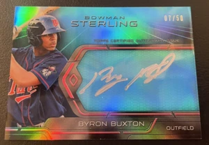 BYRON BUXTON 2013 BOWMAN ZAFIRO AZUL ESTERLINA FIRMAS AUTOMÁTICO 07/50 - Imagen 1 de 3