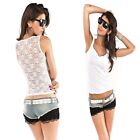 Sz 8 10 White Lace Back Tank Top Sleeveless Sexy Fashion Casual Club Party Chic