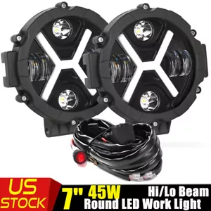 Par de luces de trabajo LED halo redondas de 7 pulgadas barra DRL haz alto/bajo para lámpara antiniebla todoterreno - Imagen 1 de 14