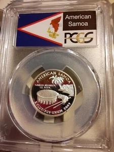 2009 S SILVER PROOF AMERICAN SAMOA TERRITORIES QUARTERPCGS PR69DCAM - Picture 1 of 12