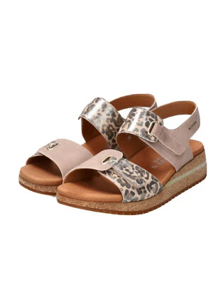 MEPHISTO Jade Metallic Gold Tan Leather Animal Print Chunky NWT Sole Sandals 8 - Image 1 of 4