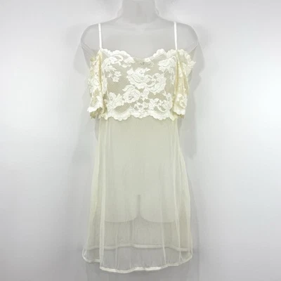VTG Y2K Victorias Secret Slip Dress M Bride Coquette Romantic Ethereal Lace Mesh - Image 1 of 4