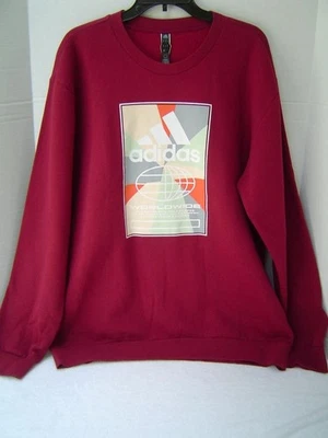 NEW MENS ADIDAS BURGUNDY LONG SLEEVE SWEATSHIRT W/WORLDWIDE LOGO SIZE XL - Image 1 of 4