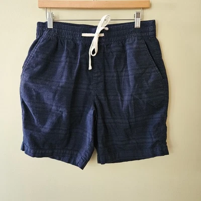 Old Navy 7.5" Pull On Shorts, Size Medium Cotton Navy Striped Stretch Pockets  - Image 1 of 4