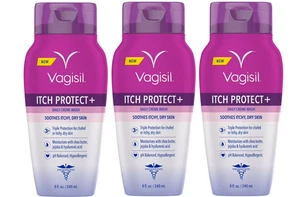 Vagisil Itch Protect+ Daily Creme Wash 3 confezioni 8 oz Ea pH cura femminile equilibrata - Foto 1 di 1