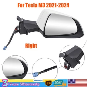 Right Side Mirror Electric Folding Heated Mirror For Tesla Model 3 2021-2024 RH - Foto 1 di 12