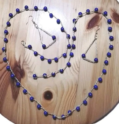 Parure Lapislazzuli : Collana lunga Chanel e Orecchini Bilancia + Omaggio  - Imagen 1 de 4