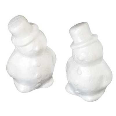 2pcs 17cm Styrofoam Foam Snowman Ornaments Craft Xmas Tree - Image 1 of 4