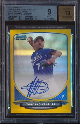 2013 年 BOWMAN CHROME YORDANO VENTURA 金色反光 REF 签名亲笔签名 BGS 9/10 — 第 1/2 张图片