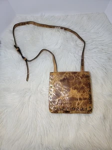 PATRICIA NASH Umhängetasche Handtasche braun Leder metallic gold schimmernd Nieten - Bild 1 von 14