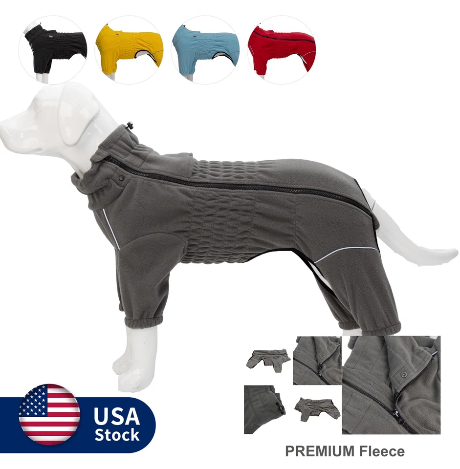 Warm Dog Coat, Windproof 4 Legged Dog Fleece Pajamas for Small Medium Large Dogs - Image 1 of 4