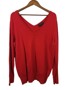 Lane Bryant V Neck V Back Cinch Waist Sweater Red Valentines Plus Size 18/20 - Picture 1 of 4