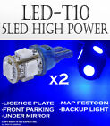 X4 Piece T10 Blue 5 Led 5050 Chips Replacement License Plate Light Tag Bulb N829
