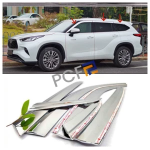 Para Toyota Highlander 2020-24 Cromo Ventana Visera Lluvia Protector Solar Deflectores Ventilación - Imagen 1 de 12