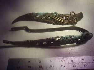 Massive Messing Art Deco 2 Klammern Vintage_____________________A-76 - Bild 1 von 4