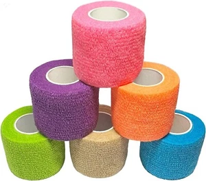 6 Pack Self Adhesive Bandage Wrap, 2“ x 5 Yards, Elastic Bandage Wrap, Self - Picture 1 of 6