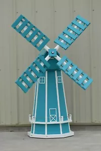5 foot (8 sided) Decorative Spinning Poly Dutch Windmill Aruba Blue with White - Picture 1 of 2
