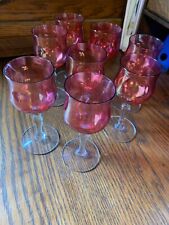 BEAUTIFUL VINTAGE SET OF EIGHT RUBY RED APERITIF GLASSES WITH FREE SHIPPING 