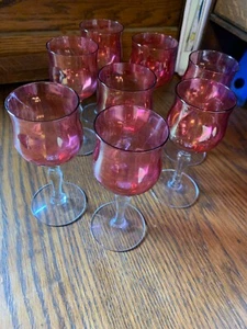 BEAUTIFUL VINTAGE SET OF EIGHT RUBY RED APERITIF GLASSES WITH FREE SHIPPING  - Picture 1 of 6