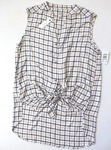 JAG Ivory Aspen Plaid Button Down Split Neck Blouse Size M NWT - Foto 1 di 4
