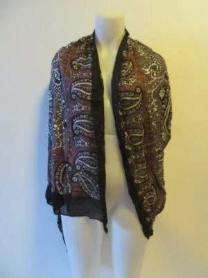 BUFANDA MUJER THEODORA CALLUM NEGRA, MARRÓN, BLANCA PAISLEY ESTAMPADO FLORAL * Foto 1 de 4