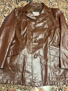 Sears The Leather Shop vintage 80s men's leather jacket size 44R Liner Included - Picture 1 of 16
