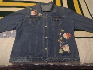 Women's Denim Embroidered Long Sleeve Jacket made by U-tility - Size 2X - Picture 1 of 12