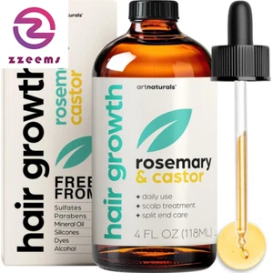 Organic Rosemary Castor Hair Oil & Scalp Strengthening Hair Growth Oil 4Oz  - Picture 1 of 12
