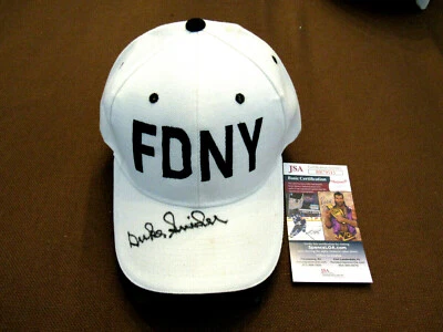 DUKE SNIDER 1955 WSC BROOKLYN DODGERS HOF SIGNED AUTO FDNY CAP JSA BEAUTY BEAUTY - Image 1 of 4