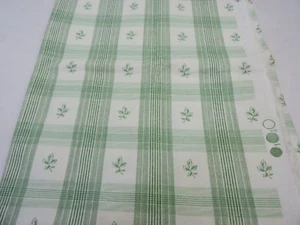 Vintage Stoff grün kariert Streifen & Blatt mittelschwerer Stoff 1/2 Yard 56" breit - Bild 1 von 5