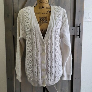 Vintage Worthington Womens Small Sweater Chunky Pom Pom Cotton Granny Cottage - Picture 1 of 8