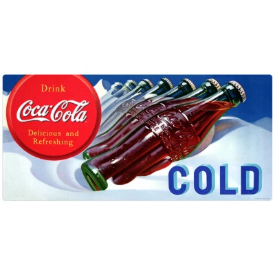 Calcomanía de pared para botellas de refrescos fríos de bebida Coca-Cola con licencia oficial hecha en EE. UU. Foto 1 de 4
