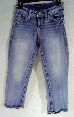 Pantalones de mezclilla de viaje de un día Capris para mujer 25" W x 29" L azul desvanecido Virgo Foto 1 de 4