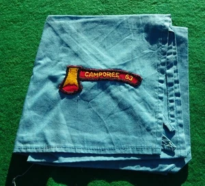 Raro fazzoletto da collo blu vintage BSA Boy Scout of America Camporee 1963 - Foto 1 di 1