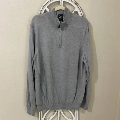 JOS A BANK mens 3XLT GRAY MOCK NECK 1/4 ZIP MERINO WOOL LIGHTWEIGHT SWEATER - Image 1 of 3