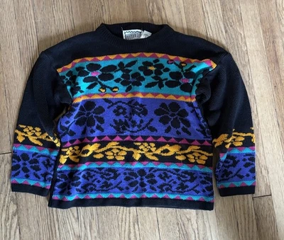 Suéter De Colección Gitano Talla S Geométrico Cuello Simulado Multicolor Años 80 90’S RARO Para Mujer Foto 1 de 4