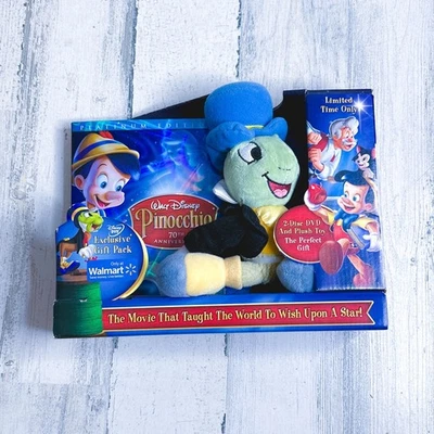 Disney Pinocchio 70th Anniversary 2-Disc DVD Gift Set w Jiminy Cricket Plush New - Image 1 of 3