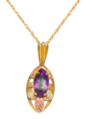 Collar Colgante Hojas Marquesa Topacio Fuego Místico Oro 10k Black Hills Foto 1 de 4