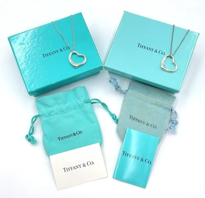 Auth Tiffany & Co. Elsa Peretti Open Heart Necklace SV 5.7g/6g Set2 W/B BA110174 - Image 1 of 4