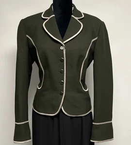 VTG John Meyer of Norwich Army Olive Green Military Equestrian Blazer Sz 12 - Picture 1 of 13