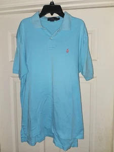 ADULT MENS RALPH LAUREN POLO SHIRT TEAL BLUE PINK HORSE LOGO SIZE MEDIUM - Imagen 1 de 2