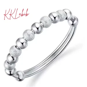 925 Sterling Bead Balls Bracelet Silver Women adjustable Charm Jewellery Gift UK - Picture 1 of 14