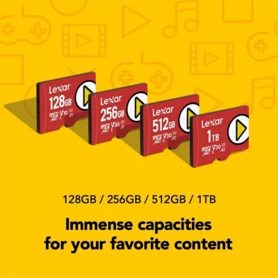Lexar V30 U3 128 GB-1 TB MicroSDXC Tarjeta de Memoria Flash para Interruptor y Grabación de Video Lote Foto 1 de 4