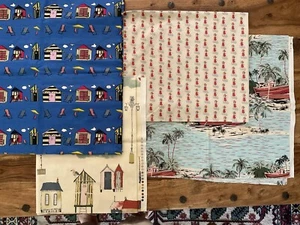 Marke Sommer Strand Urlaub Baumwolle/Baumwolle Mix Reststücke X 4 - Bild 1 von 5